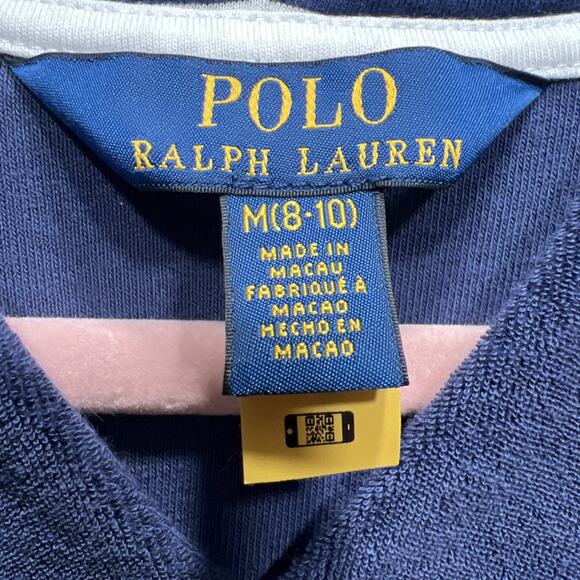 Polo Ralph Lauren Hooded Terry Sweatshirt Stretch Blue Womens Size M 8/10 - Picture 9 of 12